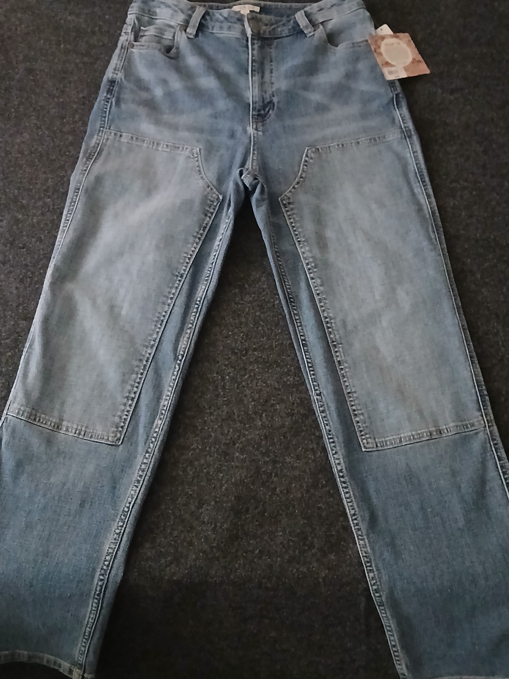 Relaxed Light Blue Women's Patch-Panel Jeans